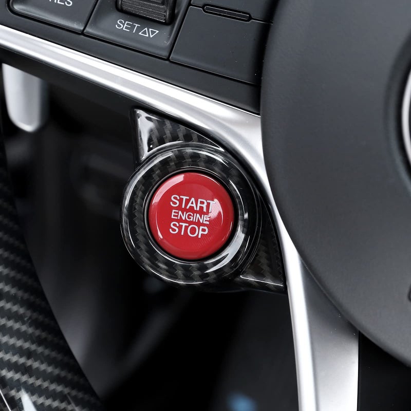 TOYCIDFG Car Engine Start Stop Button Frame Cover Trim for Alfa Romeo Stelvio 2017-2018/Giulia 2016-2018 Auto Accessories (Carbon Fiber Pattern) - Image 4